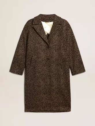 Abrigo cocoon de lana con motivo jacquard y botonadura sencilla para mujer