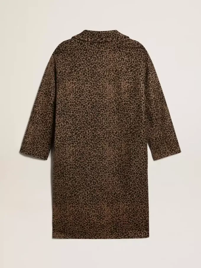 Abrigo cocoon de lana con motivo jacquard y botonadura sencilla para mujer