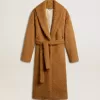 Abrigo de mujer con cuello chal en color tabaco