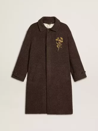 Abrigo Journey de botonadura sencilla para hombre, confeccionado en mezcla de lana arrugada con alfiler floral