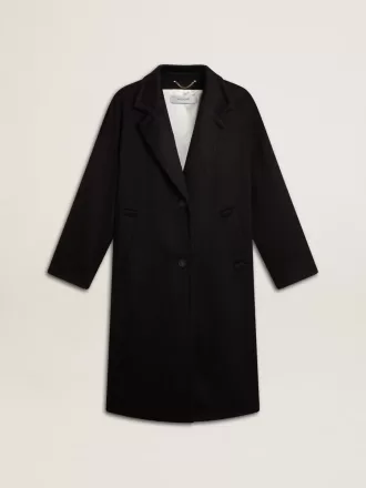 Abrigo negro de corte recto para mujer