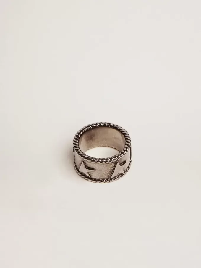 Anillo de banda en color plata antigua