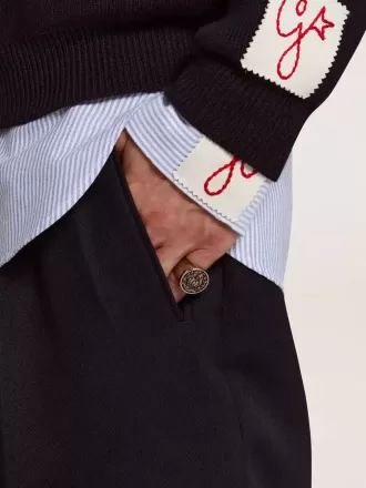 Anillo de sello para hombre en color plata antigua