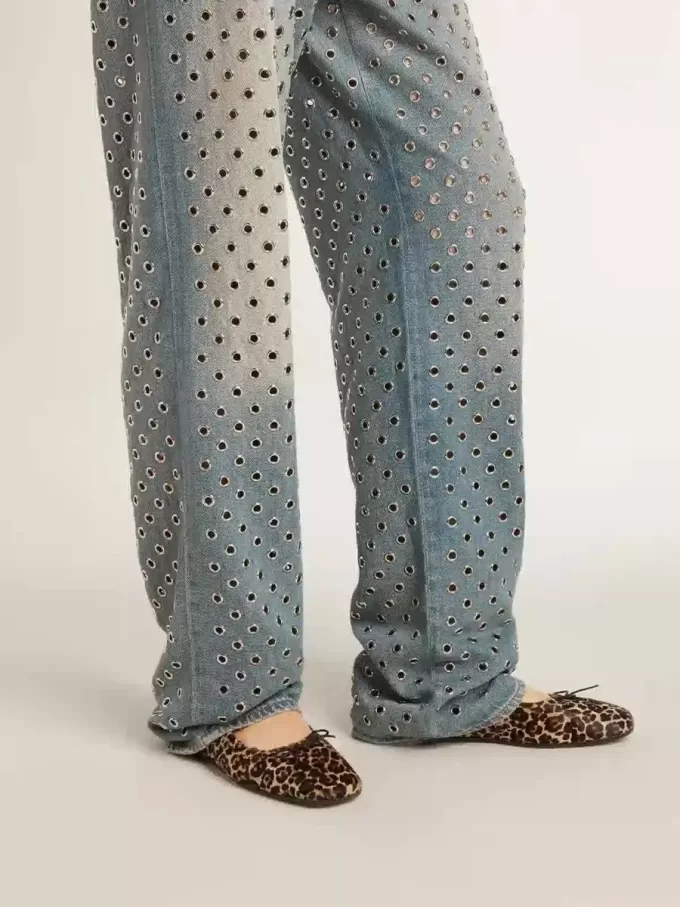 Bailarinas Amy en piel de potro con estampado de leopardo en color beige