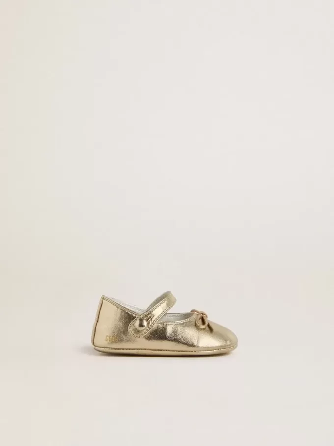 Bailarinas Sofi Baby en piel metalizada dorada