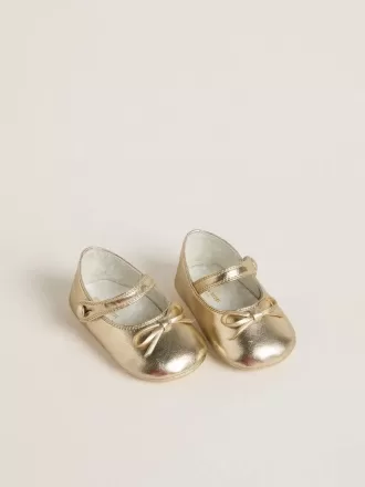 Bailarinas Sofi Baby en piel metalizada dorada