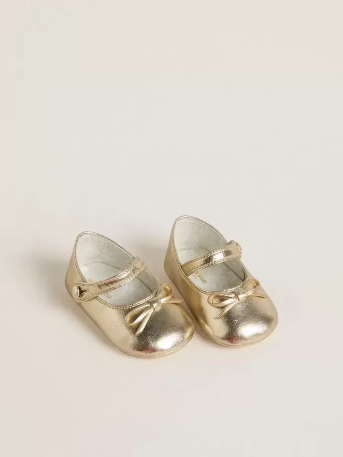 Bailarinas Sofi Baby en piel metalizada dorada