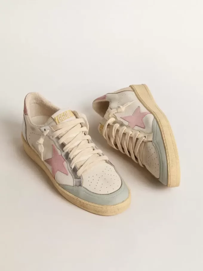 Ball Star con estrella de ante rosa e inserciones de piel metalizada