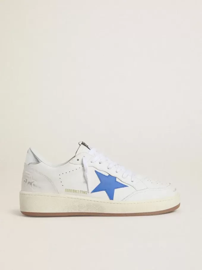 Ball Star con estrella de cuero azul claro y lengüeta del talón de cuero plateado laminado