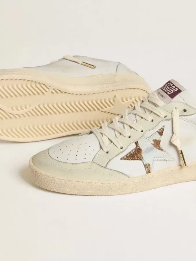 Ball Star con estrella de piel de potro con estampado animal y lengüeta del talón de cuero color tabaco