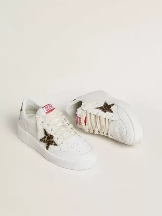 Ball Star con estrella de piel de potro con estampado de leopardo y lengüeta del talón de cuero laminado negro