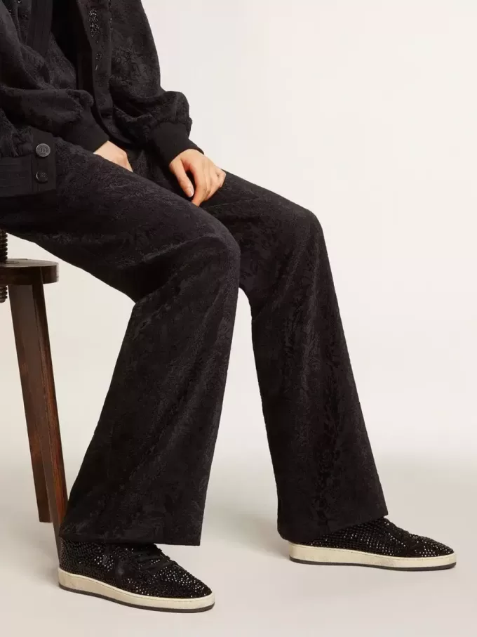 Ball Star en ante con cristales Swarovski negros y estrella de ante negro