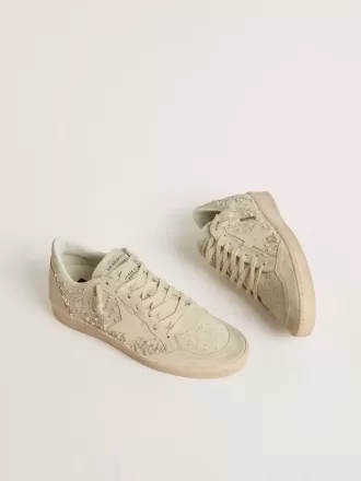 Ball Star en ante con cristales Swarovski y perlas y estrella de cuero