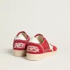 Ball Star en ante rojo con estrella y lengüeta en el talón de cuero blanco