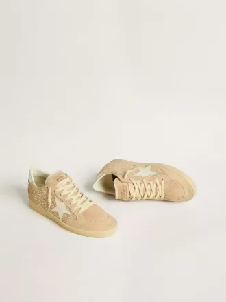 Ball Star en ante y cristales Swarovski con estrella de piel y lengüeta metálica en el talón