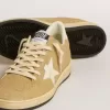 Ball Star en cristales Swarovski dorados con estrella de cuero blanco lechoso