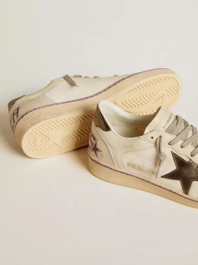 Ball Star en malla y piel con estrella y lengüeta en el talón de piel metalizada