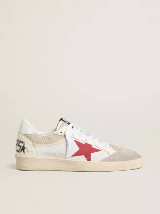 Ball Star en nailon y malla blanca con estrella de nailon roja y lengüeta del talón de piel blanca