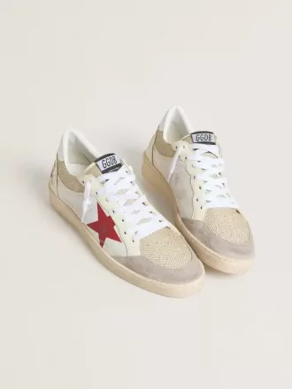 Ball Star en nailon y malla blanca con estrella de nailon roja y lengüeta del talón de piel blanca