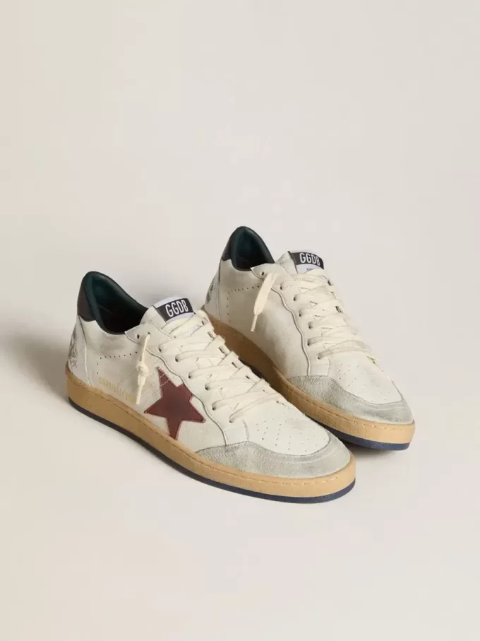 Ball Star en napa con estrella de nubuck marrón y lengüeta del talón en napa