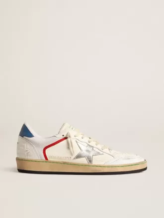 Ball Star en napa y malla con estrella de piel metalizada plateada.