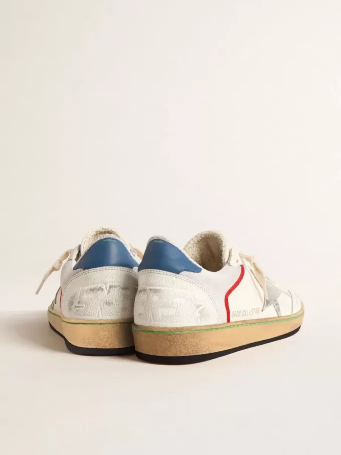 Ball Star en napa y malla con estrella de piel metalizada plateada.