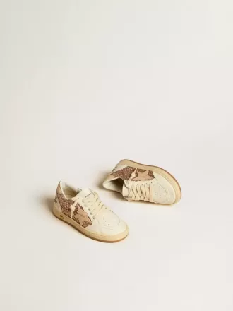 Ball Star Junior en glitter y napa con estrella y lengüeta en el talón de piel