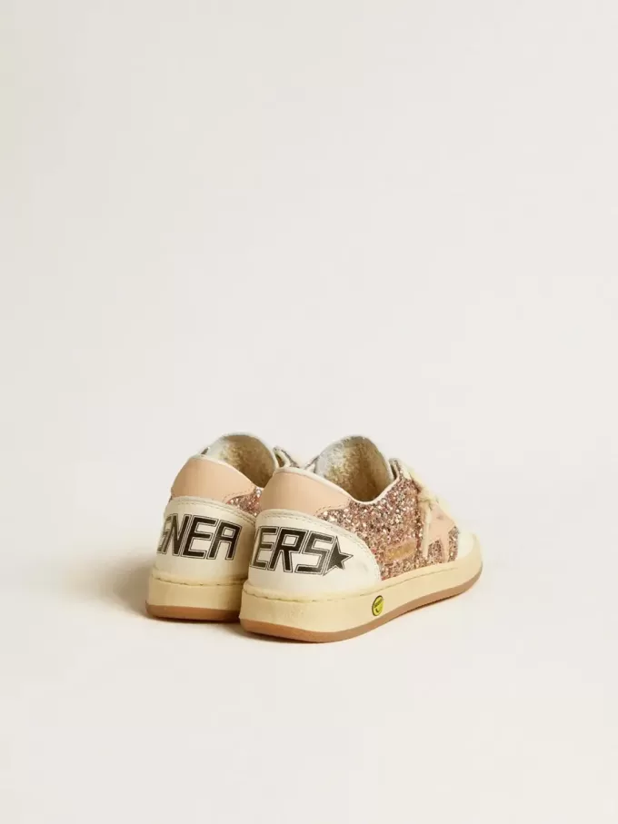 Ball Star Junior en glitter y napa con estrella y lengüeta en el talón de piel
