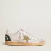 Ball Star LTD en piel craquelada blanca y malla con estrella de ante