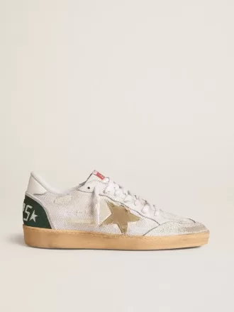 Ball Star LTD en piel craquelada blanca y malla con estrella de ante