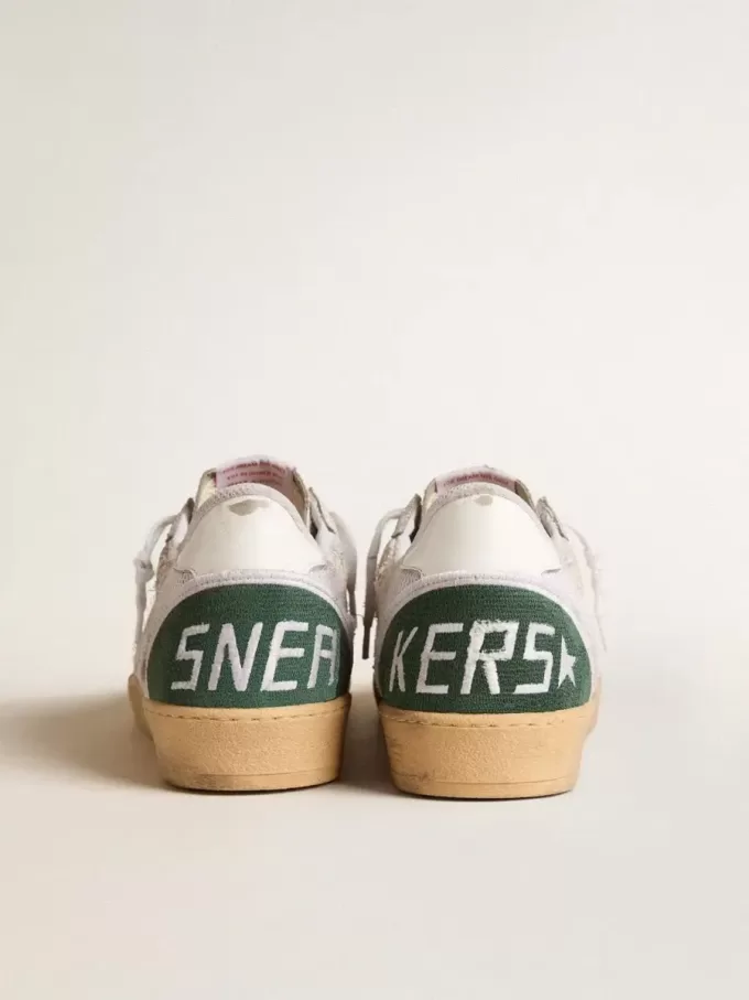 Ball Star LTD en piel craquelada blanca y malla con estrella de ante