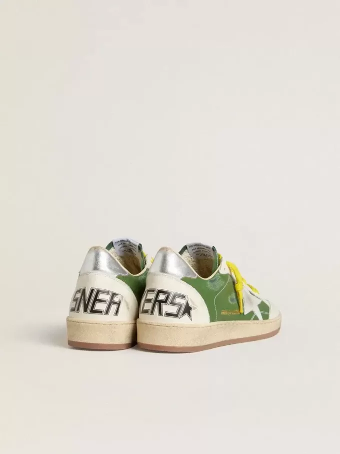 Ball Star LTD en piel napa verde con estrella de ante blanco y lengüeta del talón en piel plateada metalizada