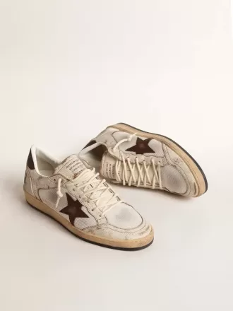 Ball Star LTD para hombre en piel crudo y malla blanca con estrella marrón.