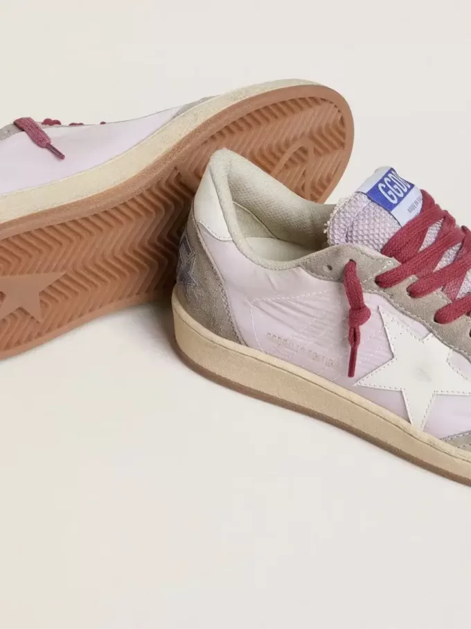 Ball Star LTD para mujer en nailon lila con estrella de cuero blanco e inserciones de ante Ball Star LTD para mujer en nailon lila con estrella de cuero blanco e inserciones de ante