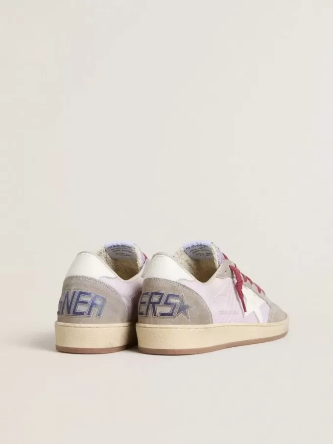 Ball Star LTD para mujer en nailon lila con estrella de cuero blanco e inserciones de ante Ball Star LTD para mujer en nailon lila con estrella de cuero blanco e inserciones de ante