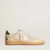 Ball Star para hombre con estrella de piel plateada y lengüeta del talón de piel verde