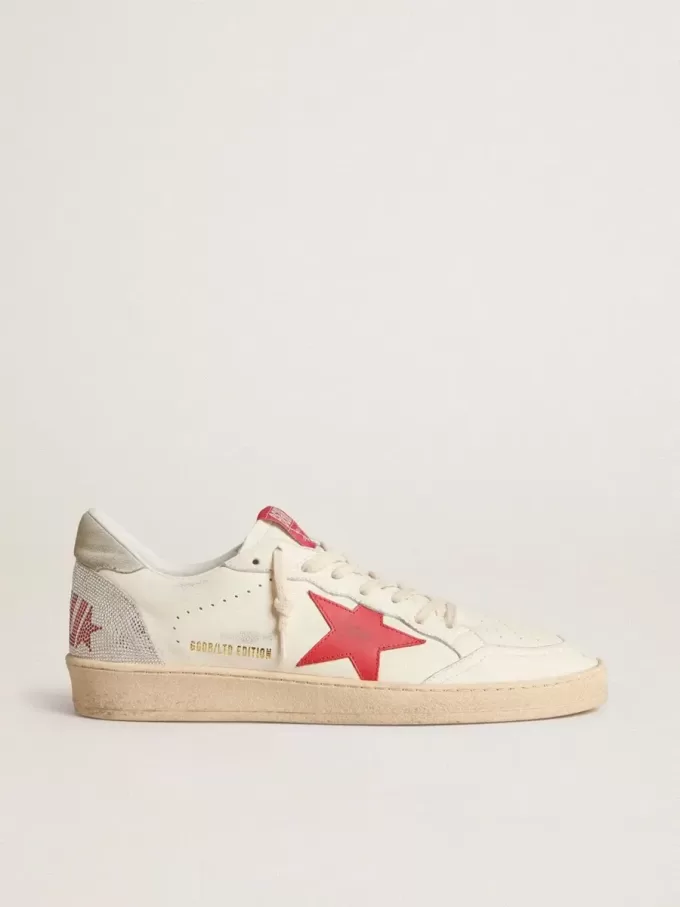 Ball Star para hombre para San Valentín con estrella de cuero rojo y letras Swarovski rojas