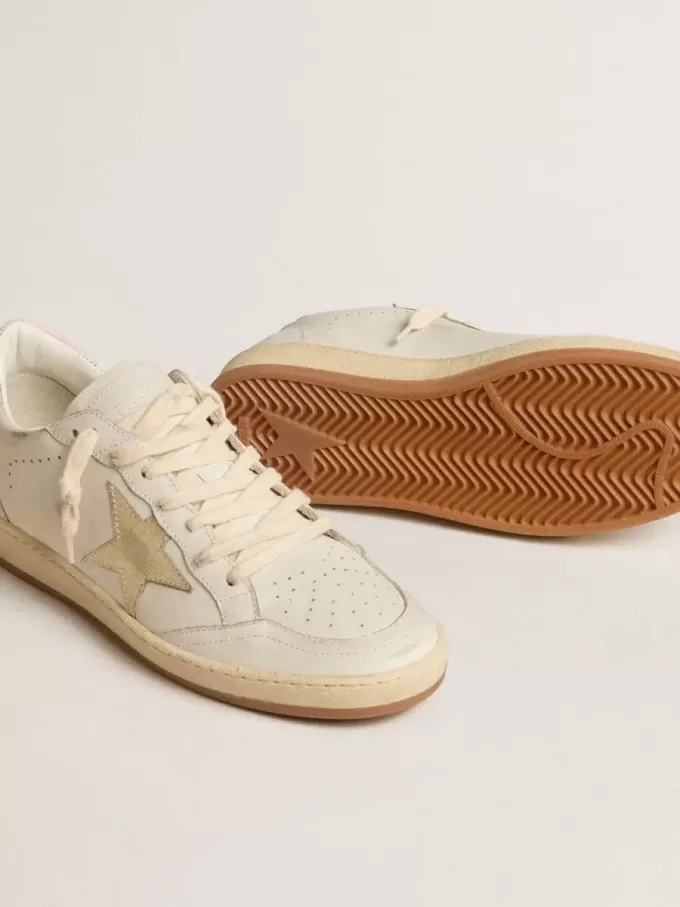 Ball Star para mujer con estrella de cuero dorado y lengüeta de cuero rosa en el talón