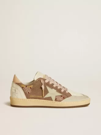 Ball Star para mujer en ante marrón con estrella y lengüeta en el talón de piel