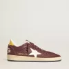 Ball Star para mujer en nubuck chocolate con estrella y lengüeta en el talón de piel