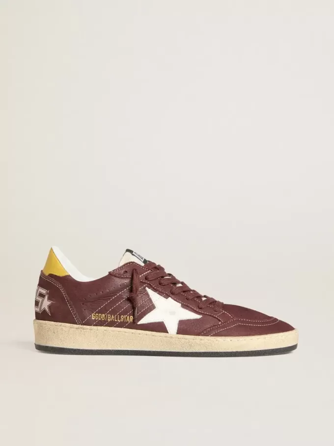 Ball Star para mujer en nubuck chocolate con estrella y lengüeta en el talón de piel