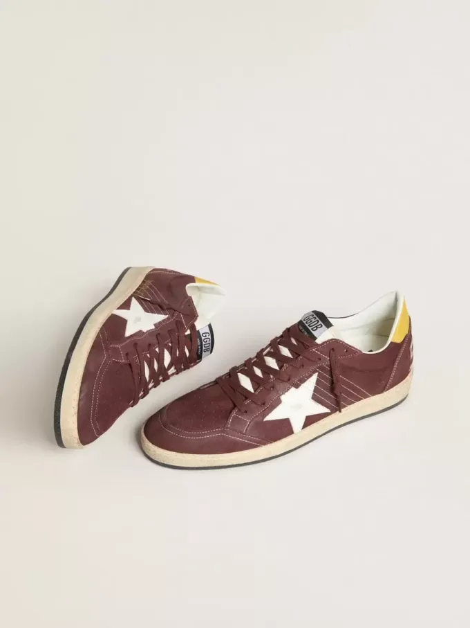 Ball Star para mujer en nubuck chocolate con estrella y lengüeta en el talón de piel