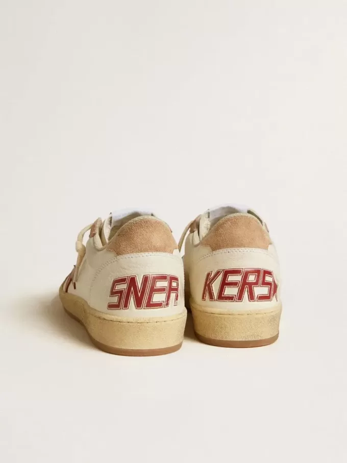 Ball Star para mujer en piel napa con estrella roja e inserciones de ante rosa