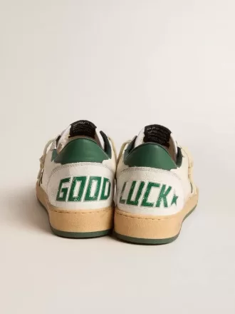 Ball Star Wishes para hombre en piel napa blanca con estrella y lengüeta en el talón en piel verde