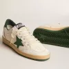 Ball Star Wishes para hombre en piel napa blanca con estrella y lengüeta en el talón en piel verde