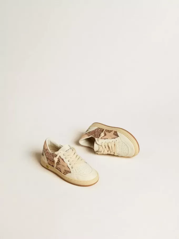 Ball Star Young en glitter y napa con estrella y lengüeta en el talón de piel