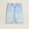 Bermudas de denim para hombre con efecto desgastado