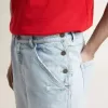 Bermudas de denim para hombre con efecto desgastado
