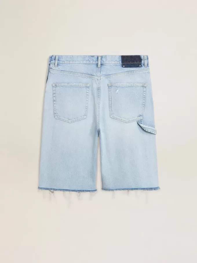 Bermudas de denim para hombre con efecto desgastado