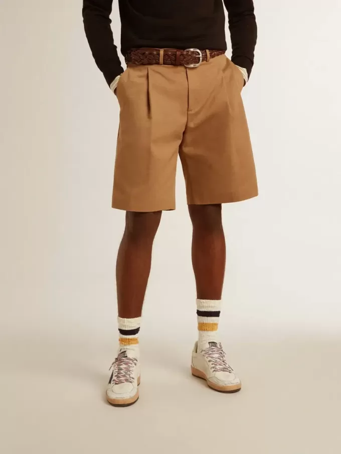 Bermudas de hombre en algodón beige